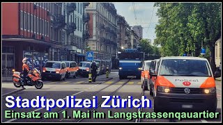 1.Mai Demo Zürich - Stadtpolizei Zürich kesselt Demonstranten an der Langstrasse ein