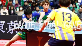 【卓球 Tリーグ公式】田添健汰・宇田幸矢 vs 森薗政崇・三部航平 T FINAL GAME 2019 T.LEAGUE