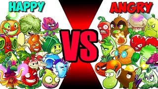 All Plants HAPPY vs SAD ANGRY - Who Will Win? - PvZ 2 Team Plant vs Team Plant