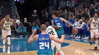 LaMelo with a fantastic behind the back pass from half-court!