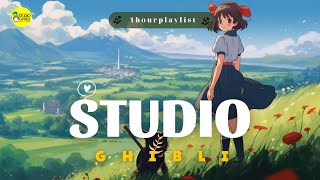 1 hour of Studio Ghibli 🍓 Relaxing Piano Music (relax, study, sleep) 🍇