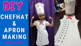 How to make Chef apron and Hat with paper in Hindi | Chef Hat and Apron making  |  fancy dress |DIY