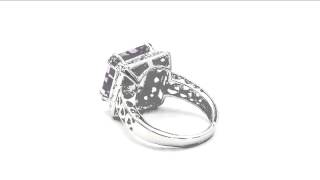 Suraabi 8.47CTW Genuine Amethyst Rhodium Plated Brass Ring