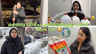 മഞ്ഞു വീഴ്ച കഴിഞ്ഞുള്ള പണി | Dark Ice | America Malayalam vlog