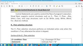 Control Structures in VB