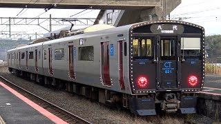 【4K】【熊本転属】JR鹿児島本線821系電車(三菱フルSiC適用-VVVF)到着・発車シーン集+乗車動画(走行音) 荒尾駅、植木駅にて 2022.12