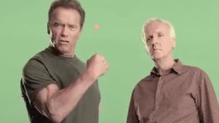 Arnold Schwarzenegger and James Cameron filming PSAs calling for \