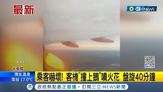 差點以為命要沒了... 美國737班機準備攀升撞鵝群 引擎故障起火燃燒還不時發出\