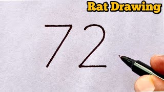 How to draw Mouse From Number 72 | चूहे का चित्र आसानी से बनाए