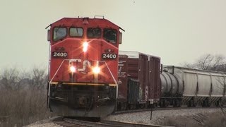 CN 2400 East (C40-8M) Approaching Burlington, Illinois on 4-14-2013