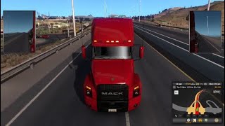 ATS2 MACK COMPENY"S RED WILD TRUCK CRAZY RUNNING IN DAY AND NIGHT ON US BUSY HIGHWAY 750P VIDEO