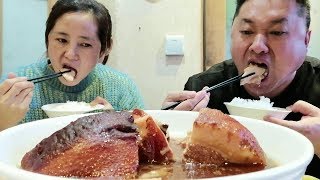 蒸了2塊醬缸鹹肉，肥而不膩，農村大哥吃肉太饞人，過癮！ 【農村大哥寒冰】