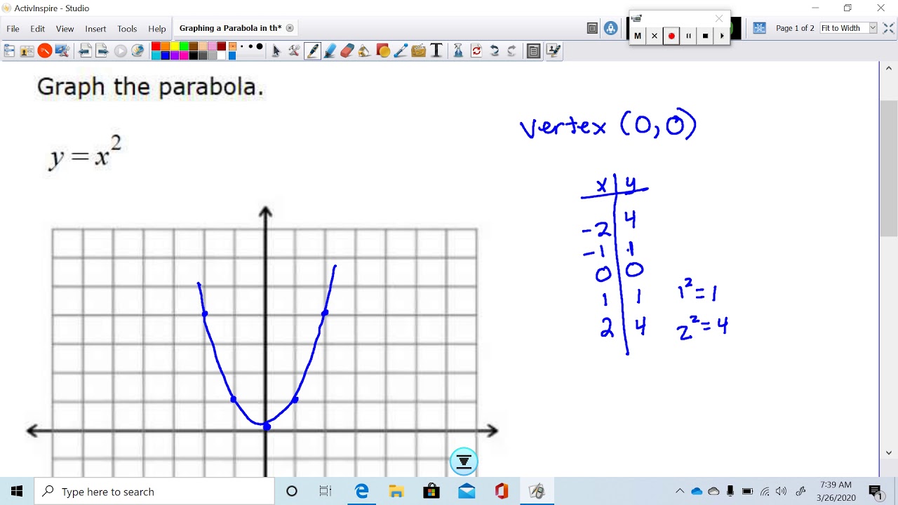 Graphing A Parabola In The Form Y = Ax^2 - YouTube