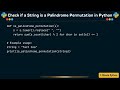 How to check if a string is a palindrome permutation in Python