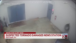 VIDEO: Suspected tornado damages news station in Alabama