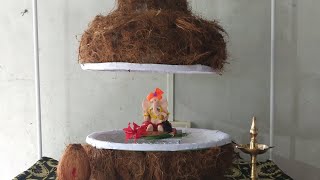 coconut theme decoration/Makhar/ decoration for ganpati/Naral theme/नारळ प्रतिकृती गणपती सजावट