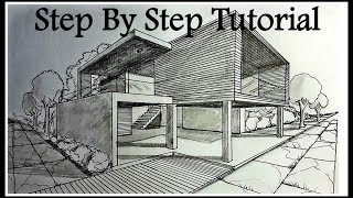 How to draw a House In Two points perspective| Step By Step