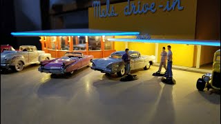 ミニカーが映える！メルズ・ドライブインのジオラマを作ってみた 【CC】 mel's drive-in plastic kit diorama（Where were you in '62?）