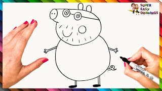 How To Draw Daddy Pig From Peppa Pig Step By Step 🐷💙 Daddy Pig Drawing Easy