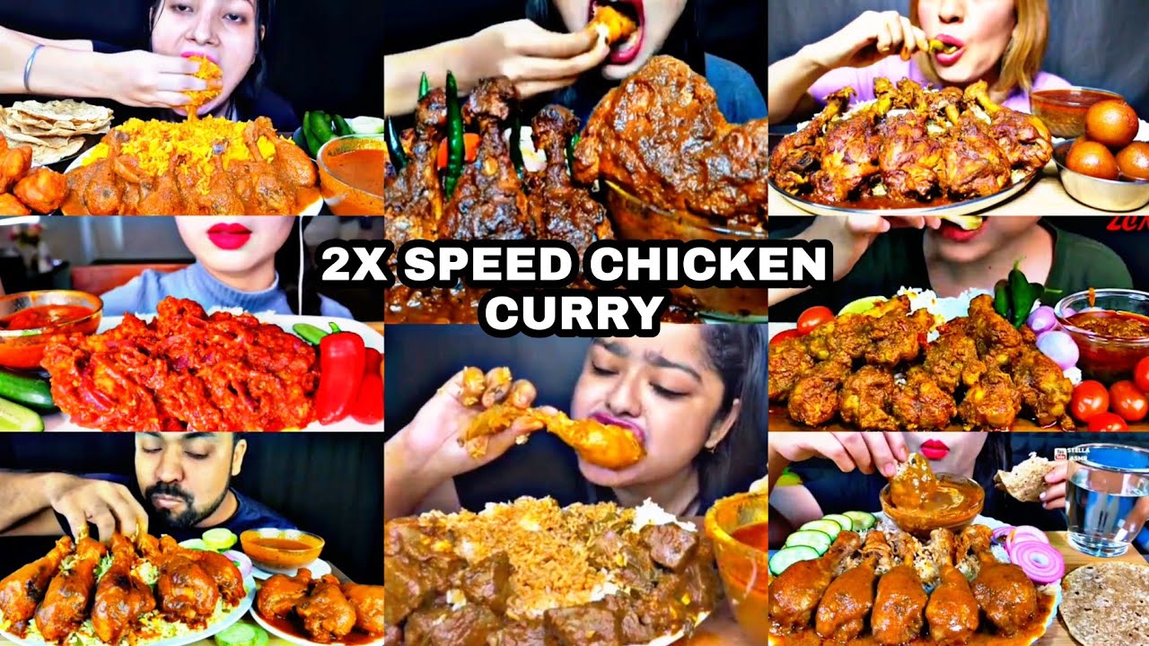 Asmr Eating 2x Speed Spicy Chicken Curry With Rice Eggs Best Indian