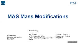 MAS Solictation/Structure and Mass Mods Process