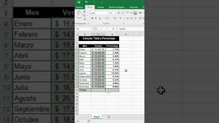 🔥Como calcular el TOTAL y PORCENTAJE de manera rápida en Excel #shorts