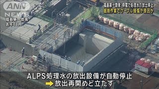 福島第一原発　停電で処理水の放出停止　掘削作業でケーブル損傷が原因か(2024年4月24日)