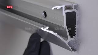 KLUS LLC - the PULA extrusion holds and highlights the edges of glass shelves