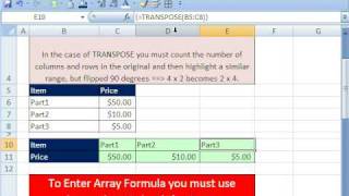 Highline Excel Class 38: Array Functions TRANSPOSE FREQUENCY