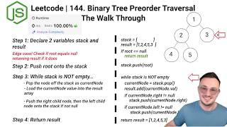 LeetCode 144. Binary Tree Preorder Traversal (Iterative Approach) in JavaScript