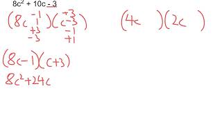 Factorising: Quadratic factorising harder examples (non-grid method)