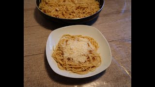 Spaghetti Carbonara ohne Schweinefleisch - without pork - domuz etsiz İtalyan usulü Spagetti