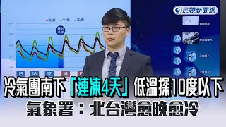 快新聞／冷氣團南下「連凍4天」低溫探10度以下　氣象署：北台灣愈晚愈冷 - 民視快新聞