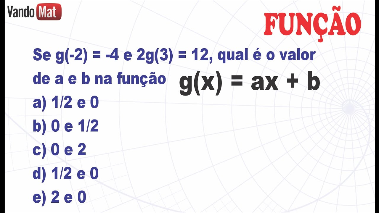 QUAL VALOR DE A E B NA FUNÇÂO G(x) = Ax + B? #função #sistema #encceja ...