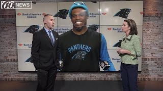 Cam Newton laughs at female reporter