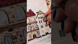 Gouache Urban Illustration | Winsor \u0026 Newton Gouache and Caran d’Ache Colored Pencils