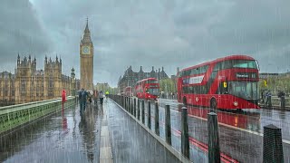 RAINY LONDON WALK ☔️ Westminster Bridge to Victoria Station · 4K HDR