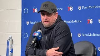 Nick Nurse Reacts to Luka Doncic Trade | Celtics vs 76ers Pregame