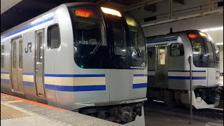 JR東京駅横須賀線/総武快速線地下ホームを入線.発車する列車。(1)