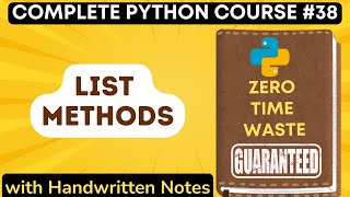 Python List Methods with Handwritten Notes in Hindi | Python Tutorial - #38