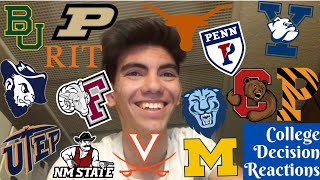 ADMISSION DECISION REACTION 2020! APPLIED TO 15 SCHOOLS!! Ivy League, UMich, UVA, UT Austin...