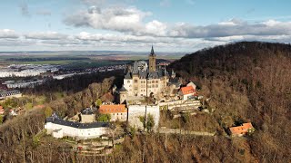 Harz mountain Drone view, Wernigerode, Goslar and steam railway