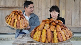 Make fried banana cake with CEO Eric go to market to sell - Lunch together