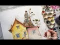 watercolor whimsical house. fast painting