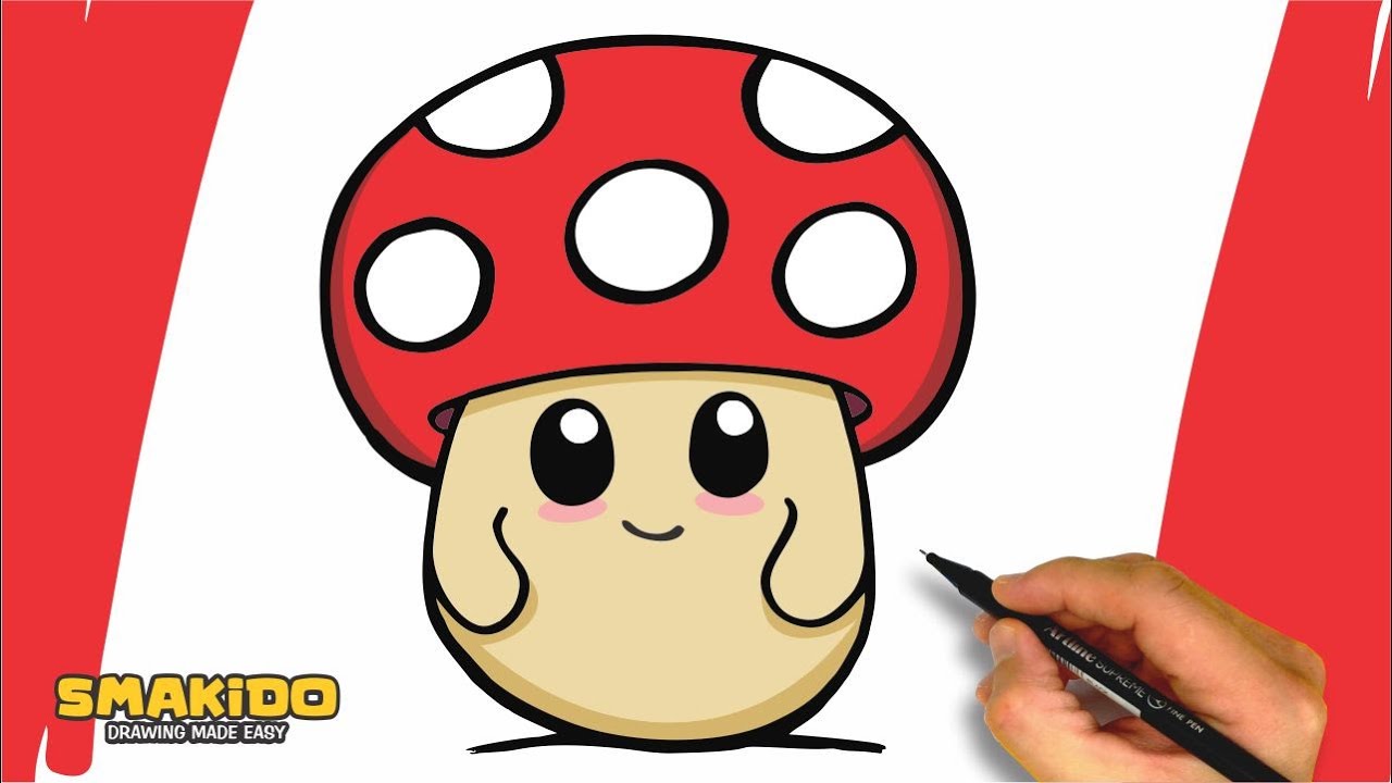 How To Draw Cute Mushroom | Easy Mushroom Drawing For Kids And ...