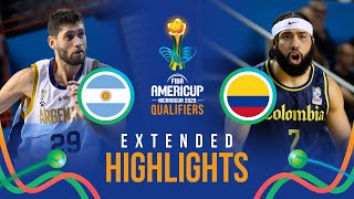 Argentina  🇦🇷 vs Colombia  🇨🇴 | Extended Highlights | FIBA AmeriCup 2025 Qualifiers