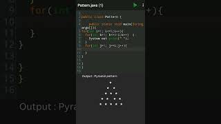 java programing - Pyramid pattern' #javapattern #java #programming #coding #pyramid