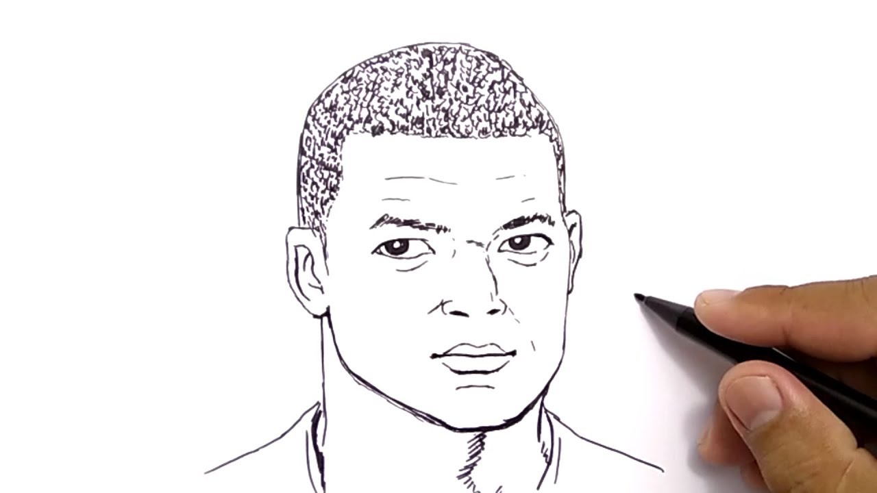 NO PENCIL, NO ERASER, How To Draw KYLIAN MBAPPE Football Player - YouTube