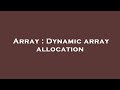 Array : Dynamic array allocation
