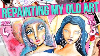 Repainting My Old Art 🎨 2015 ➡️ 2022 | ART JOURNAL WITH ME